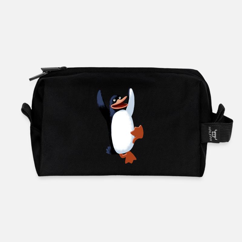 Pinguin - Recycelte Kulturtasche - Schwarz