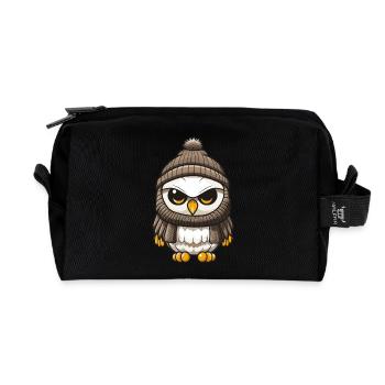 Hibou d’hiver - Trousse de toilette en tissu recyclé - noir - Devant