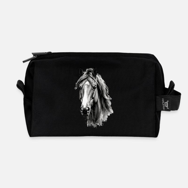 Pferd - Recycelte Kulturtasche - Schwarz
