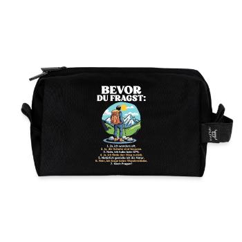 Bevor Du Fragst Wanderer Wandern Outdoor - Recycelte Kulturtasche - Schwarz - Vorne