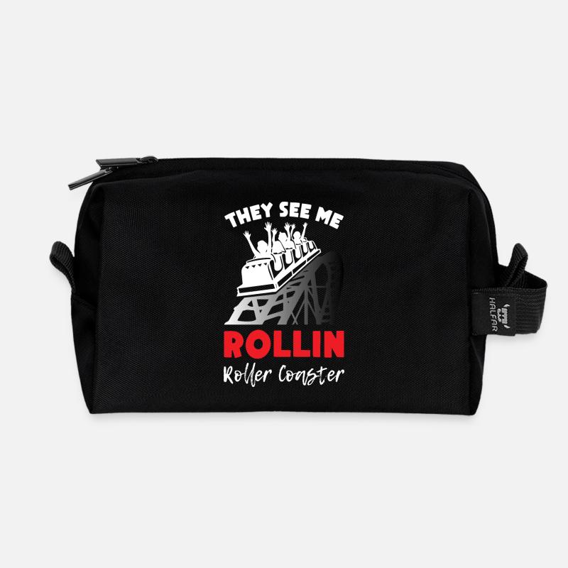 They See me Rollin Roller Coaster - Recycled Toiletry Zip Bag - black