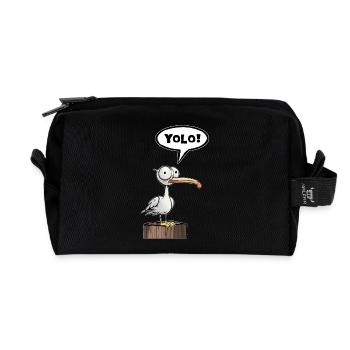 Möwe Sprechblase Yolo - Recycelte Kulturtasche - Schwarz - Vorne