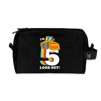 Children's birthday party construction site - Recycled Toiletry Zip Bag - black - Front