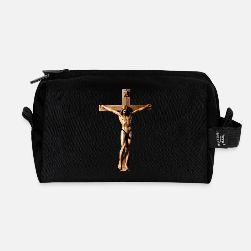 Crucifix - Trousse de toilette en tissu recyclé - noir