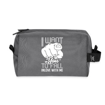 Index finger I want you to fall in love - Recycled Toiletry Zip Bag - anthracite - Front