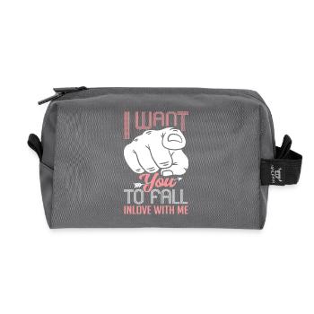 Index finger I want you to fall in love - Recycled Toiletry Zip Bag - anthracite - Front
