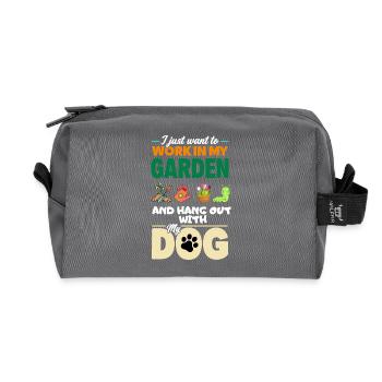 Garden Dog Gardener Allotment Flowers Funny - Recycled Toiletry Zip Bag - anthracite - Front