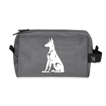 Stilisiertes Dobermann Hunde Silhouette - Recycelte Kulturtasche - Anthrazit - Vorne