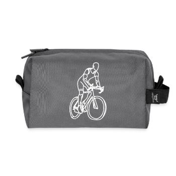 Cyclist Drawing - Recycled Toiletry Zip Bag - anthracite - Front