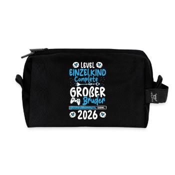 Level Einzelkind Complete Großer Bruder 2026 - Recycelte Kulturtasche - Schwarz - Vorne