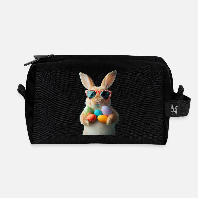 Osterhase - Recycelte Kulturtasche - Schwarz