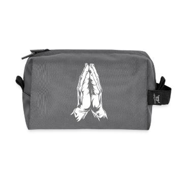 Prier - Notre Père céleste - Prière - Trousse de toilette en tissu recyclé - anthracite - Devant