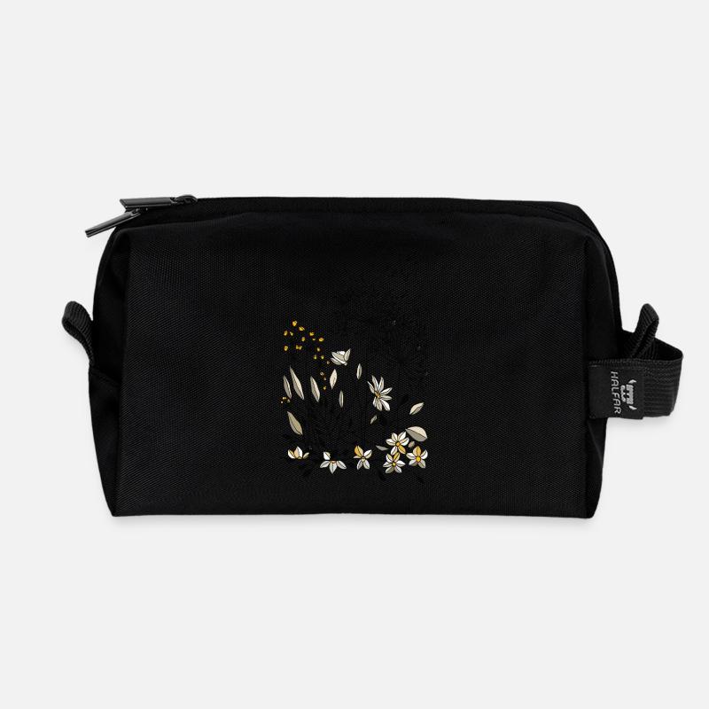 Blumen - Recycelte Kulturtasche - Schwarz