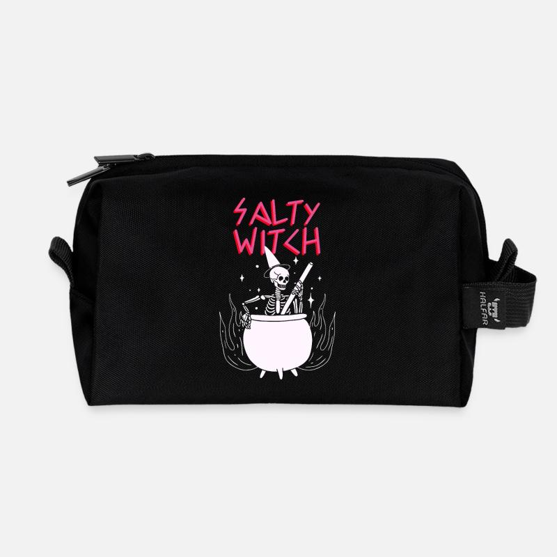 Halloween Shirt Sekelton Witchcraft Salty Witch - Recycelte Kulturtasche - Schwarz