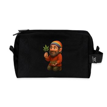Growzwerg mit Hanfblatt und Samen - Recycelte Kulturtasche - Schwarz - Vorne