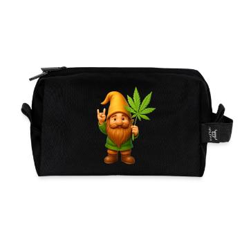 Rock on Zwerg mit Hanfblatt - Cannabis - Weed - Recycelte Kulturtasche - Schwarz - Vorne