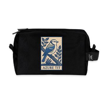 Retro Azure Tit Bird Poster for Birders & Nature L - Recycled Toiletry Zip Bag - black - Front