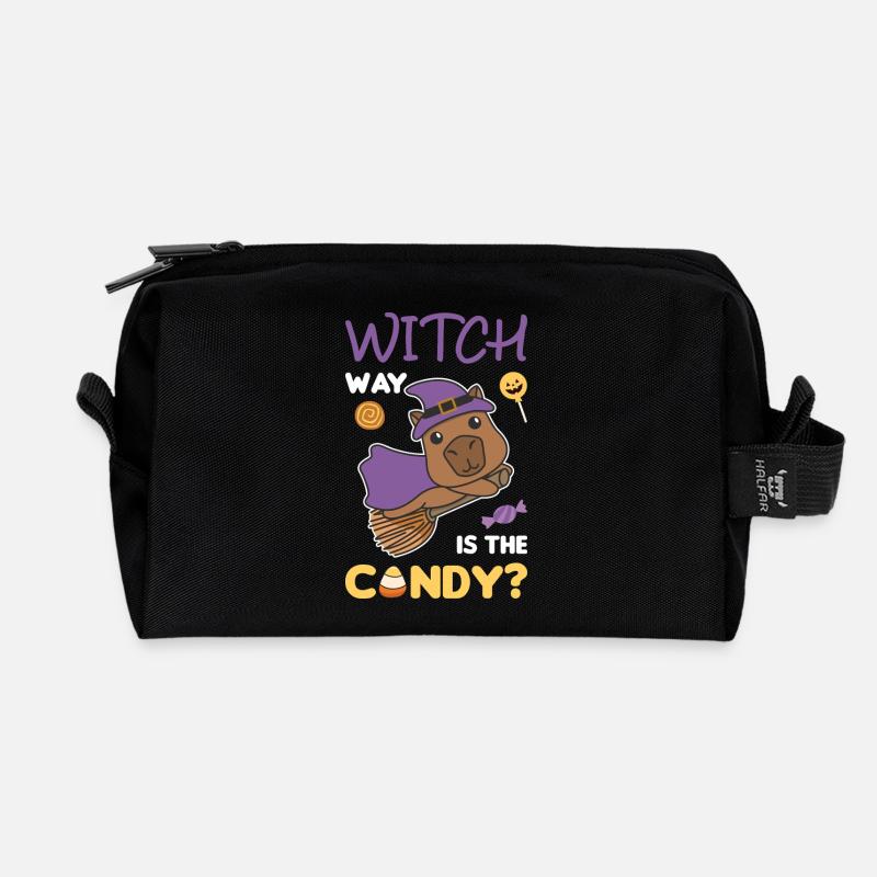 Capybara Hexen Witch way is the candy Happy - Recycelte Kulturtasche - Schwarz