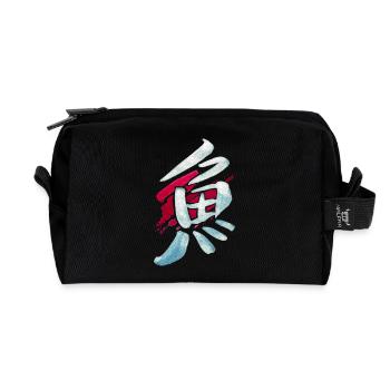 Fish (Sakana) Japanese - KANJI ink - Recycled Toiletry Zip Bag - black - Front