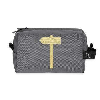 Rustic Wooden Signpost Illustration - Recycled Toiletry Zip Bag - anthracite - Front