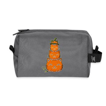 Happy Pumpkin Cat Stack - Recycled Toiletry Zip Bag - anthracite - Front