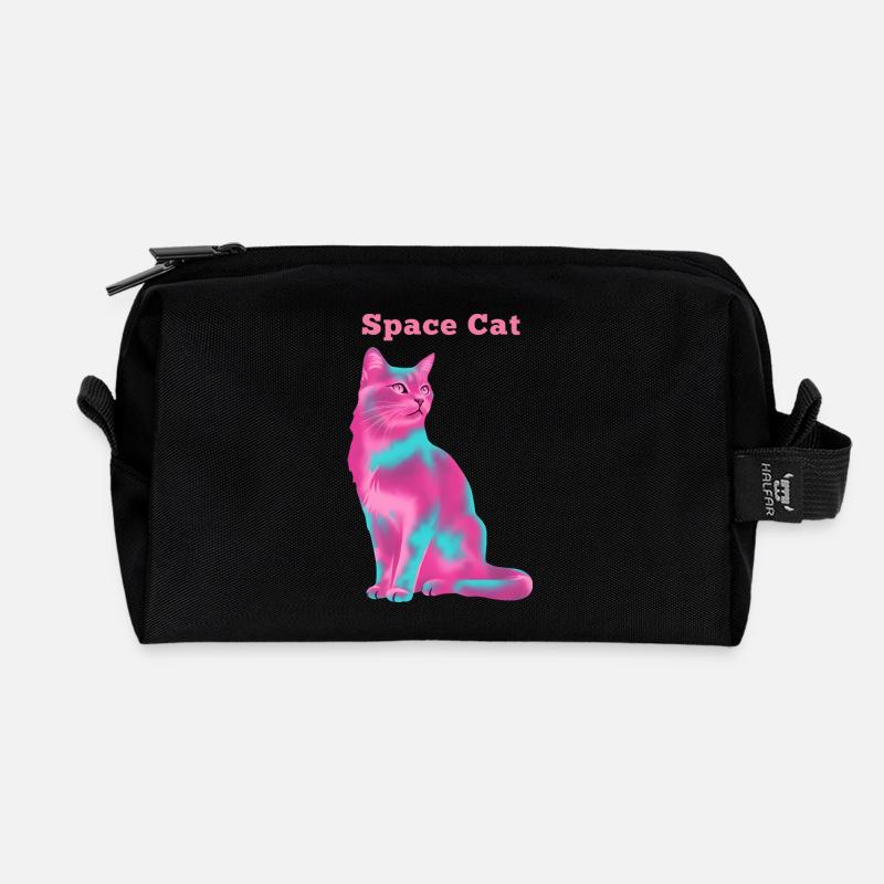 Chat de l’espace - Trousse de toilette en tissu recyclé - noir