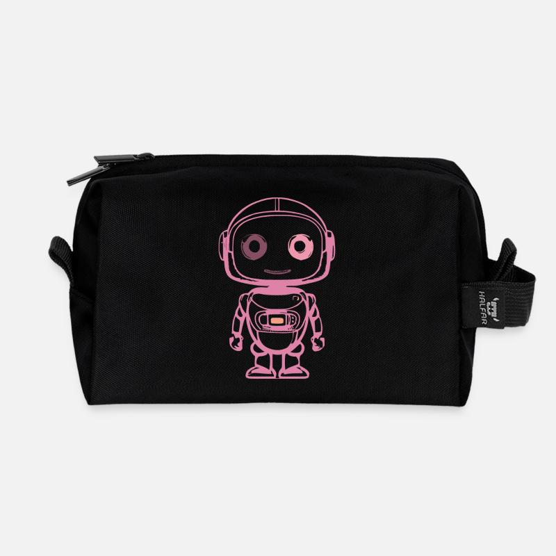 Illustration du robot spatial rose - Trousse de toilette en tissu recyclé - noir