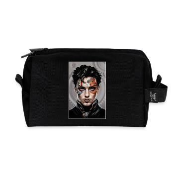 Steampunk Boy 05 - Recycled Toiletry Zip Bag - black - Front
