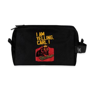 Ich schreie, Carl! – Lustiges Katzen Design - Recycelte Kulturtasche - Schwarz - Vorne