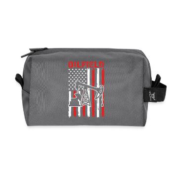 Oil Rig Oil Field - Recycled Toiletry Zip Bag - anthracite - Front