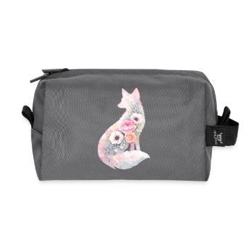 Fuchs Silhouette Aquarell Blumen - Recycelte Kulturtasche - Anthrazit - Vorne