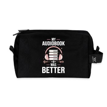 Lire des livres audio en disant - mon livre audio était meilleur - Trousse de toilette en tissu recyclé - noir - Devant