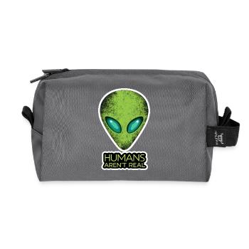 Alien Gesicht Humans Aren't Real - Recycelte Kulturtasche - Anthrazit - Vorne