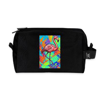 flamingo - Recycled Toiletry Zip Bag - black - Front