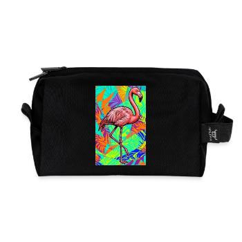 Flamant - Trousse de toilette en tissu recyclé - noir - Devant