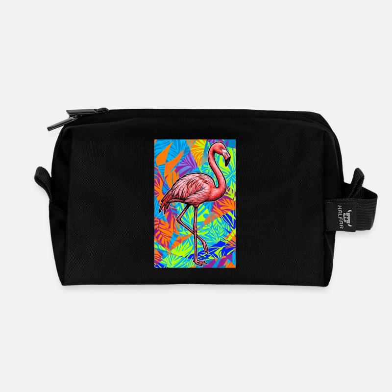 Flamingo - Recycelte Kulturtasche - Schwarz