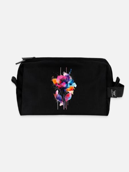 flower - Recycled Toiletry Zip Bag - black
