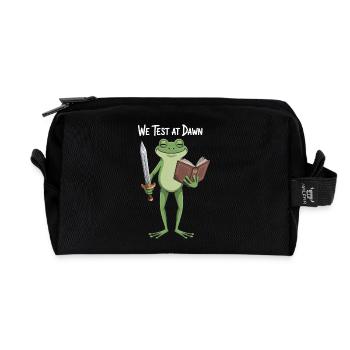 Frog Knight at Dawn - Recycled Toiletry Zip Bag - black - Front