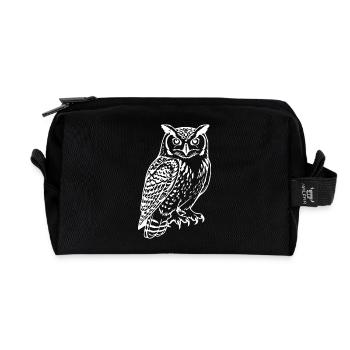 weiße Eule Vogel Geschenk Naturliebhaber Wanderer - Recycelte Kulturtasche - Schwarz - Vorne