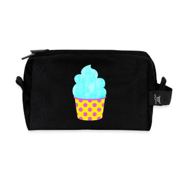 Eis Softeis Eiscreme Punkte Dots Sommer Pastell - Recycled Toiletry Zip Bag - black - Front