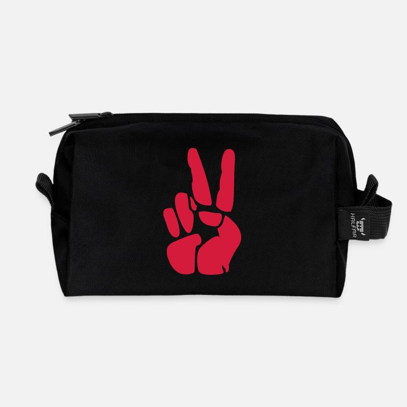 Victory / Peace - Recycelte Kulturtasche - Schwarz