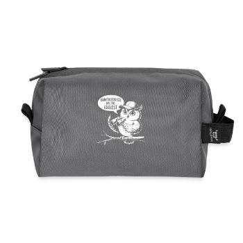 Ornithologists are the coolest funny owl - Recycled Toiletry Zip Bag - anthracite - Front