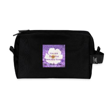 La plus belle fleur, c’est toi - Trousse de toilette en tissu recyclé - noir - Devant