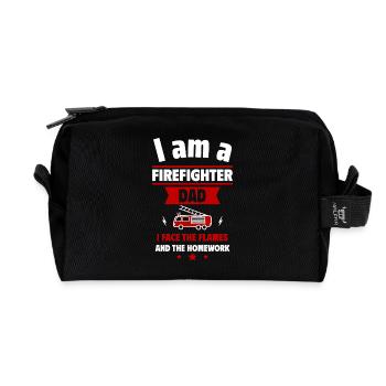 Dad Firefighter Father's Day Gift, Fire Brigade - Recycled Toiletry Zip Bag - black - Front