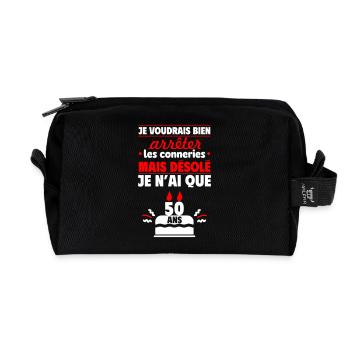 Cadeau anniversaire 50 ans, Humour & Fun - Trousse de toilette en tissu recyclé - noir - Devant