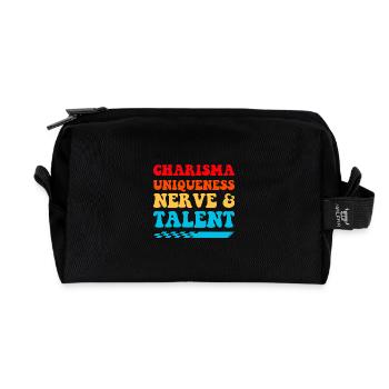 Charisma, Einzigartigkeit, Nerven, Talent, - Recycelte Kulturtasche - Schwarz - Vorne