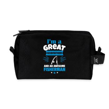 Ingenious godfather and passionate angler - Recycled Toiletry Zip Bag - black - Front