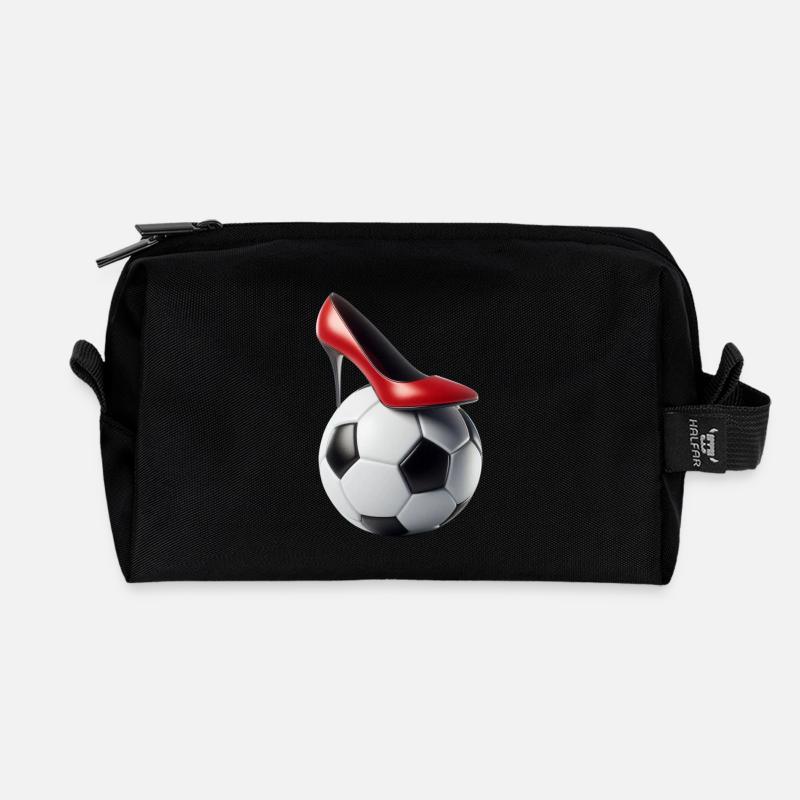 Rote Pumps und Fußball 👠⚽️ - Recycelte Kulturtasche - Schwarz