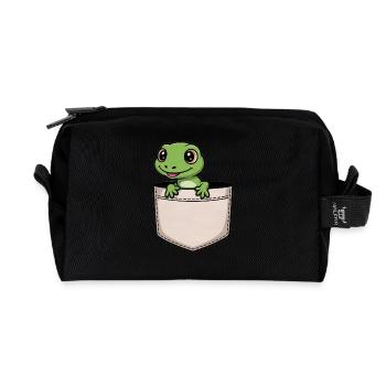 Funny Lizard in Pocket - Cute Reptile Product Gift - Recycled Toiletry Zip Bag - black - Front