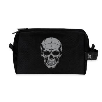 Grand crâne souriant. Motif pour amis gothiques - Trousse de toilette en tissu recyclé - noir - Devant